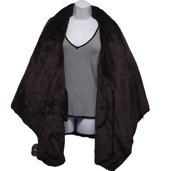 Calvin Klein Open Front Faux Fur Heavy Duty Warm Jacket Night Club Winter Snow - Picture 13 of 16